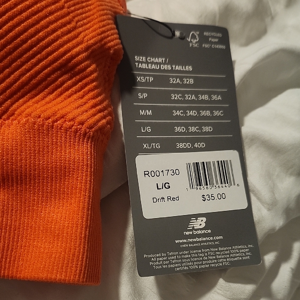 New Balance Drift Red Ribbed Top - Picture 2 of 5